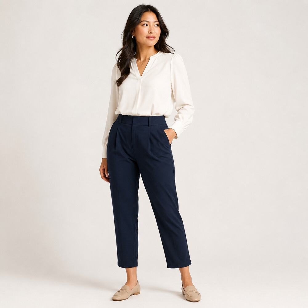 Halara Trousers Women’s XS Blue Pleated Wide Leg Comfort Work Pants NWOT